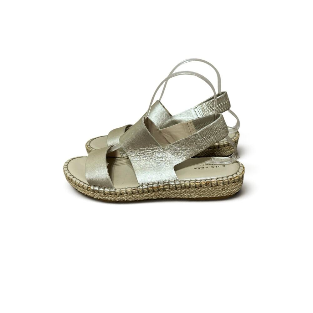 Cole Haan Women’s Size 7.5 Cloudfeel Espadrille Sandals Leather Gold Metallic